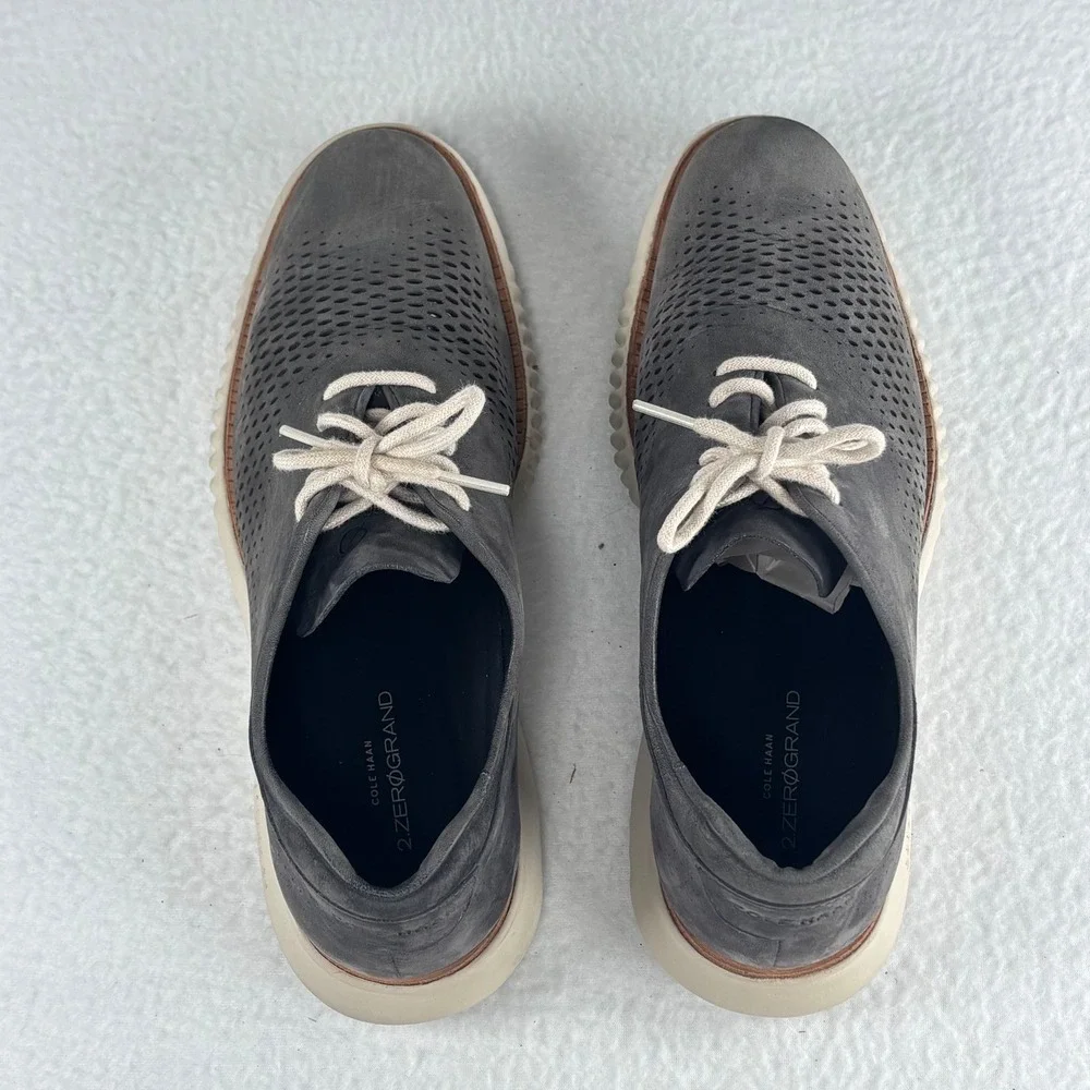 Cole Haan 2 ZEROGRAND Wingtip Oxford Mens 8 Gray Nubuck Suede Athleisure‎ Preppy